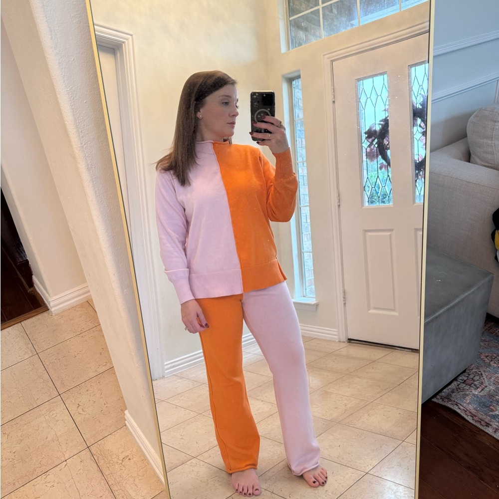 Colorblock Pink and Orange Women's top and Pants